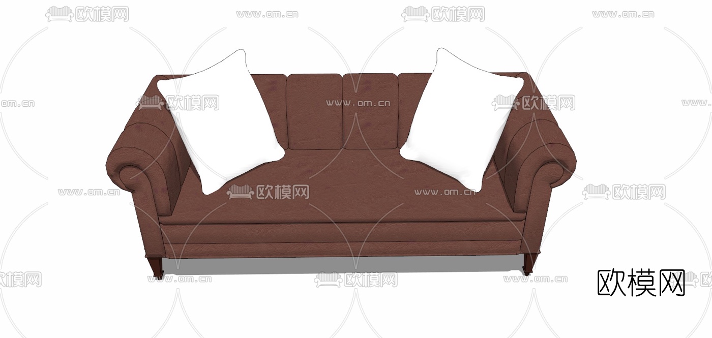 简欧布艺多人沙发免费su模型下载
