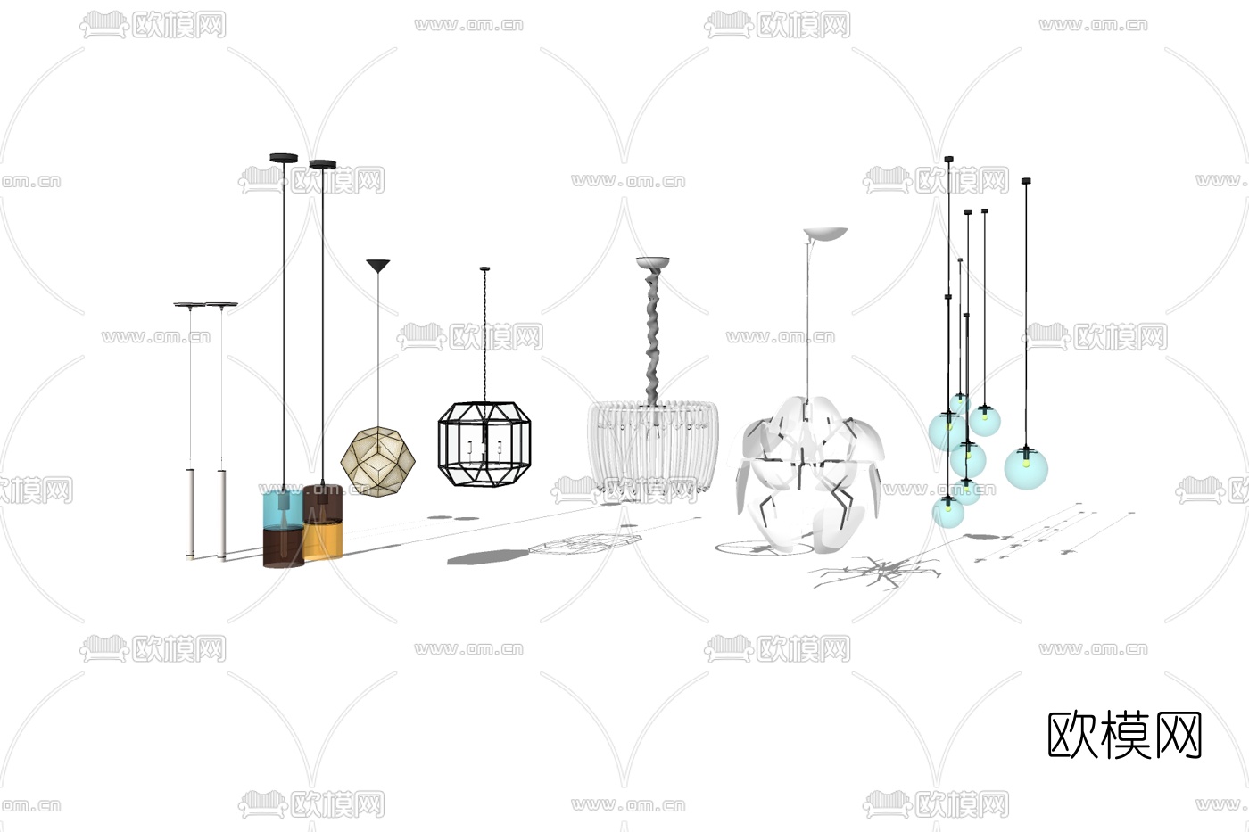 北欧金属吊灯免费su模型下载