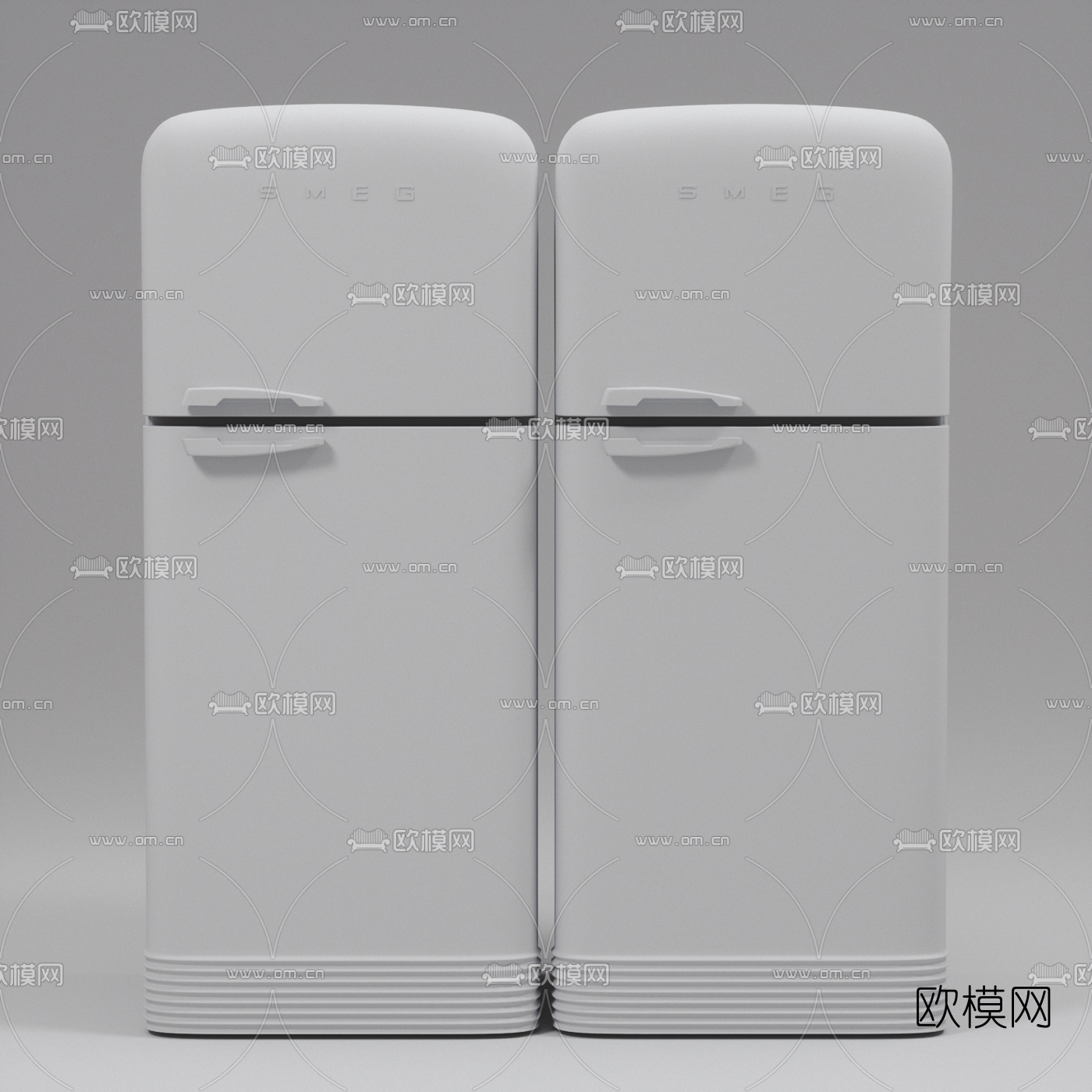 现代单开门冰箱3d模型