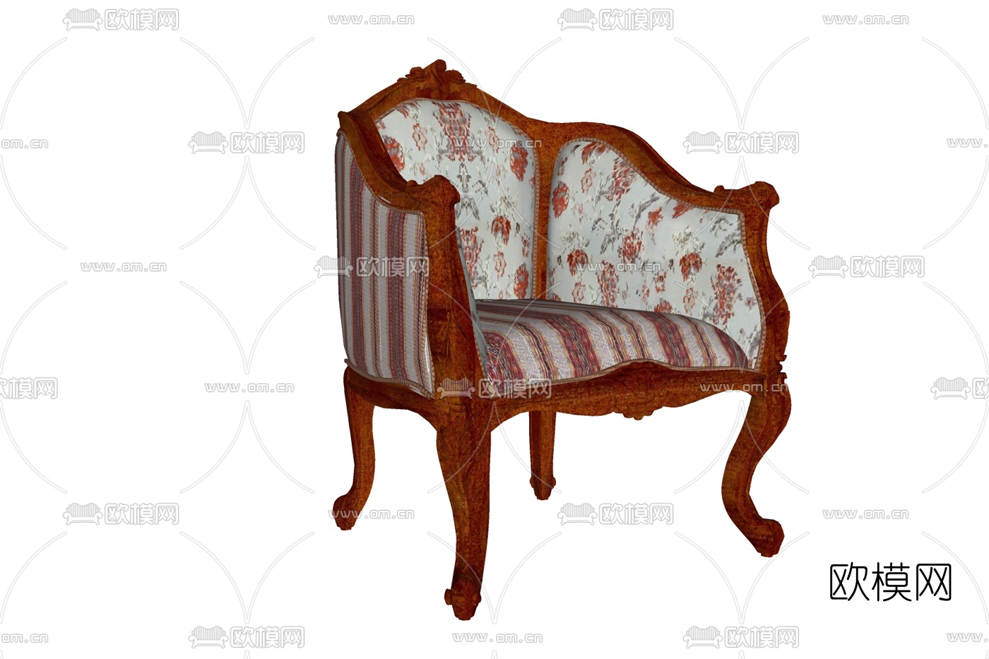 欧式布艺休闲椅免费su模型下载