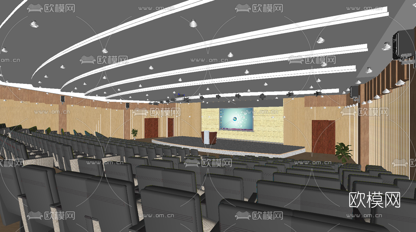现代学校报告厅su模型