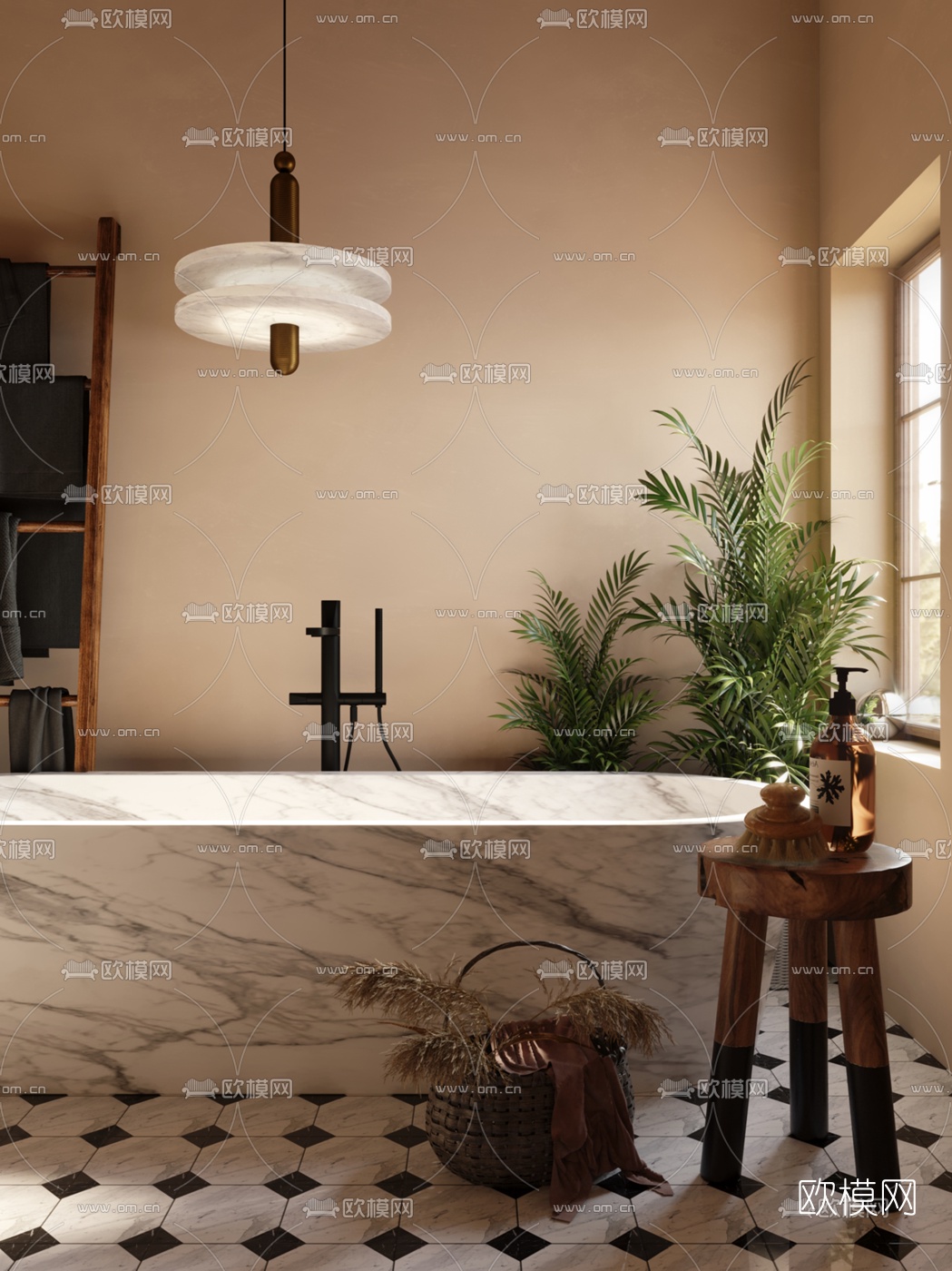 北欧大理石浴缸3d模型下载