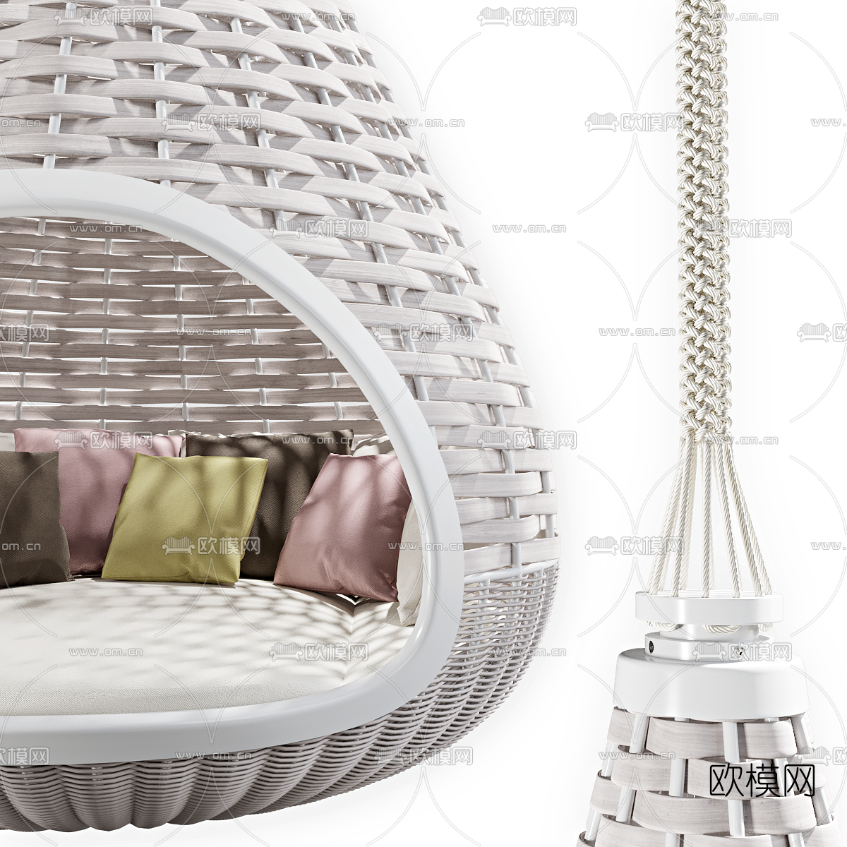 现代户外创意藤编沙发吊椅3d模型下载（渲染图2）