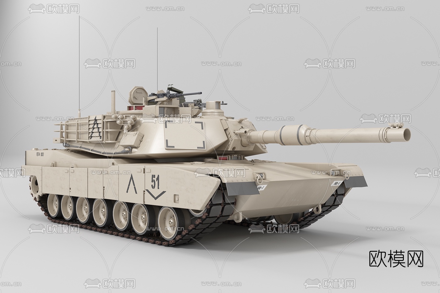 现代M1A2坦克3d模型下载（渲染图4）