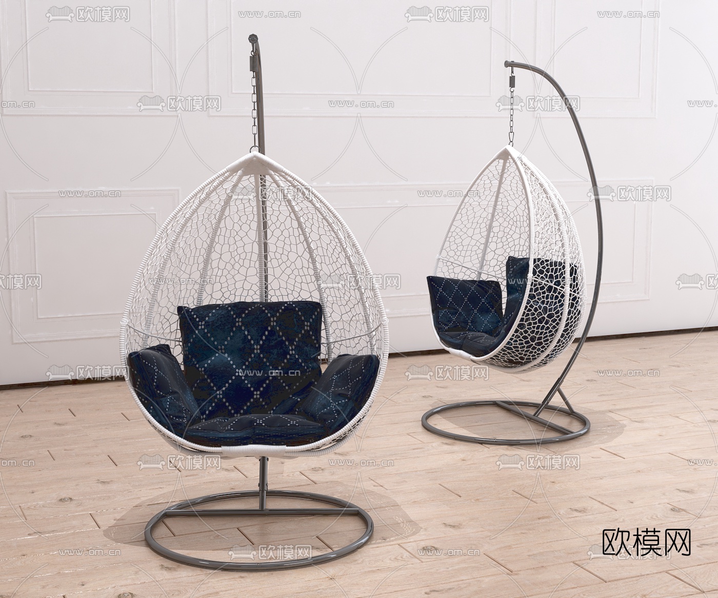 现代金属摇篮吊椅3d模型下载