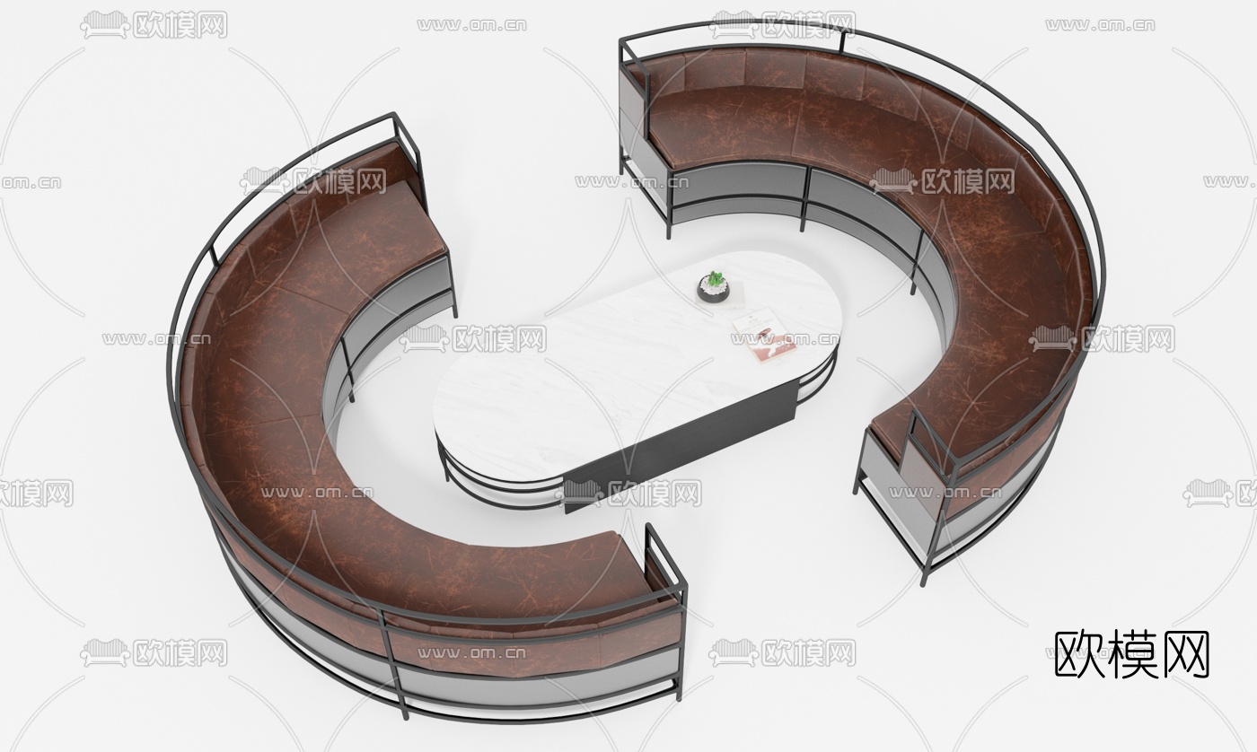 现代皮革异形沙发3d模型