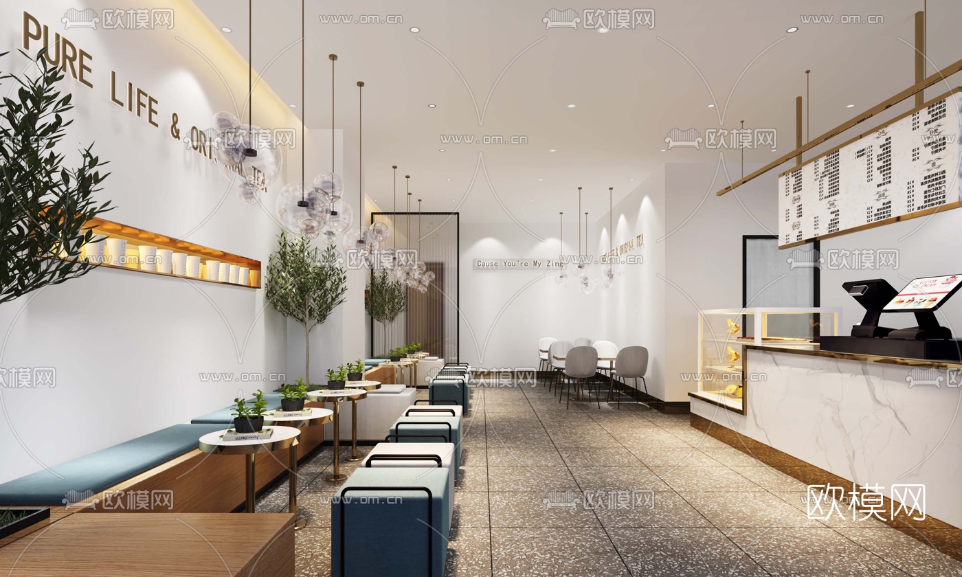 现代奶茶店免费3d模型