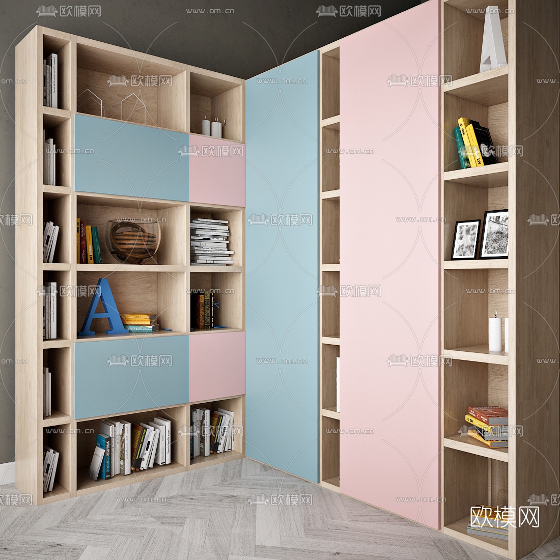 现代实木儿童装饰柜3d模型下载