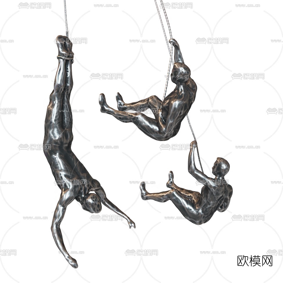 现代杂技人物雕塑3d模型下载（渲染图1）