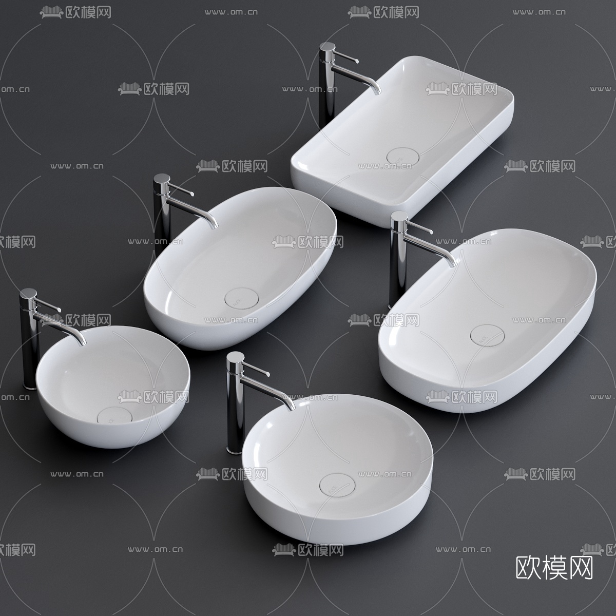 现代洗手盆组合3d模型下载（渲染图2）