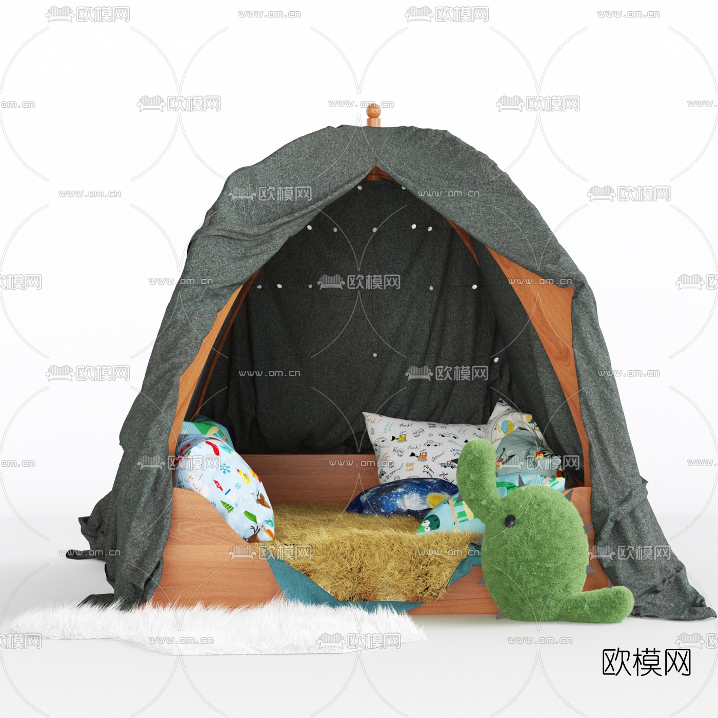 现代儿童帐篷软垫组合3d模型