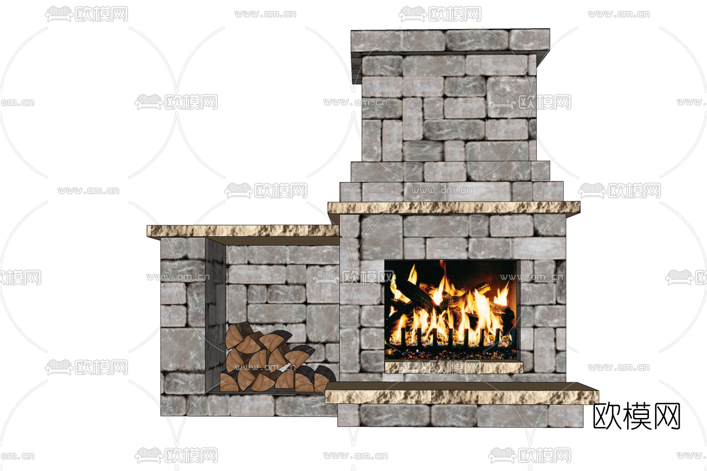 现代壁炉免费su模型下载