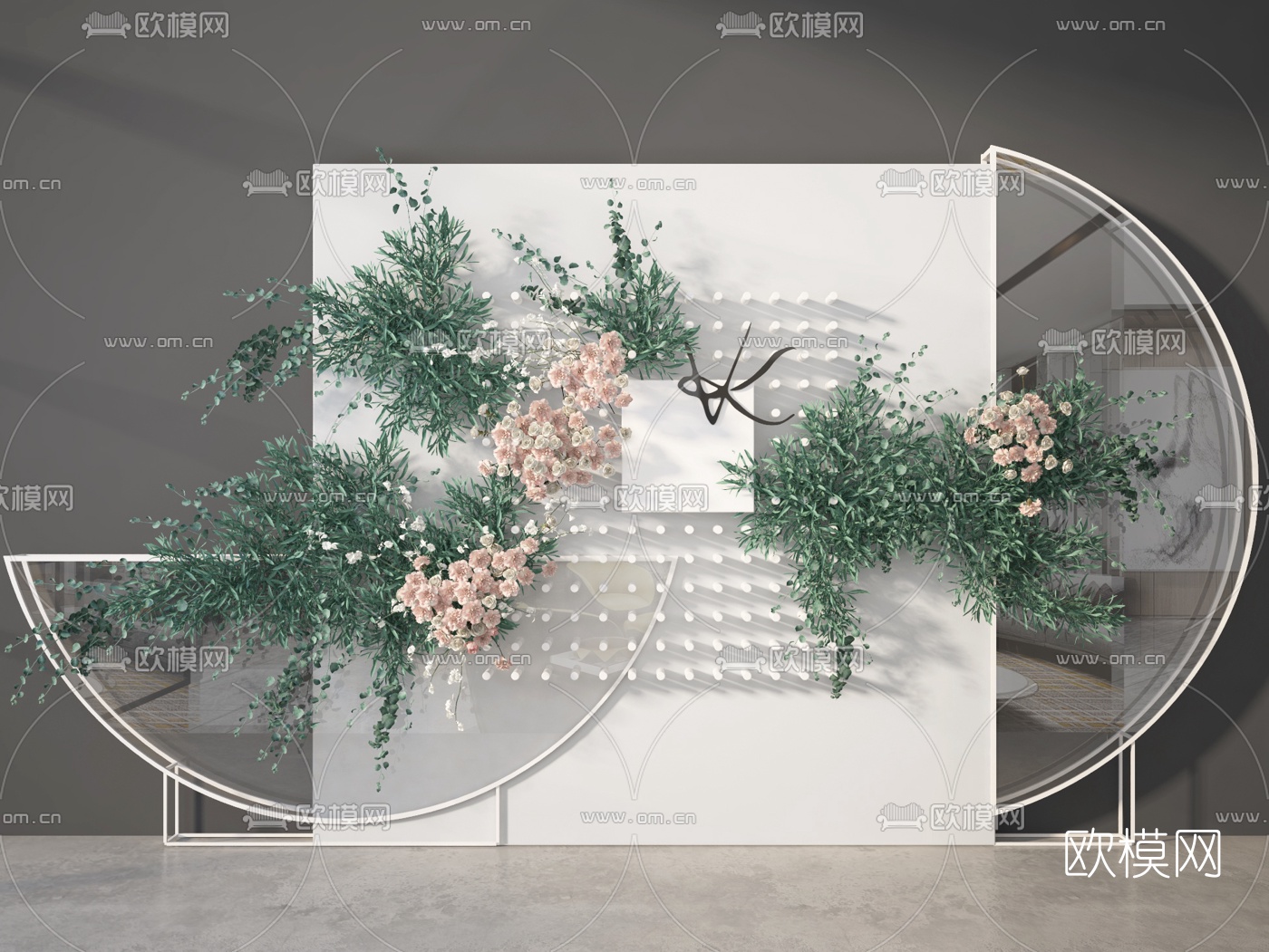 现代婚庆婚礼花艺合影区3d模型下载