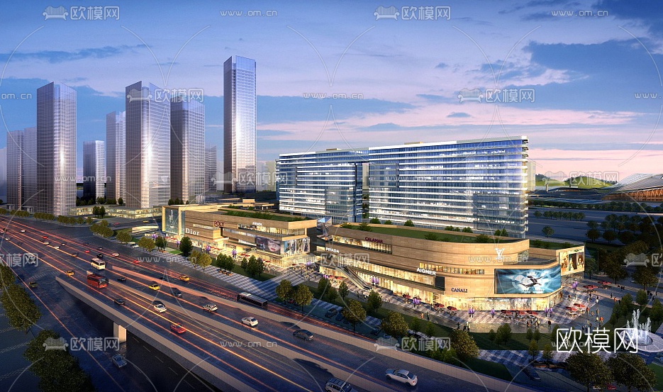 现代商业广场su模型下载（渲染图4）