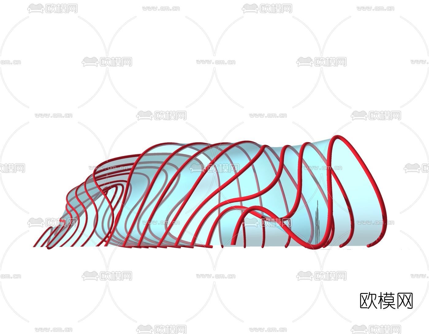 现代玻璃廊架免费su模型下载