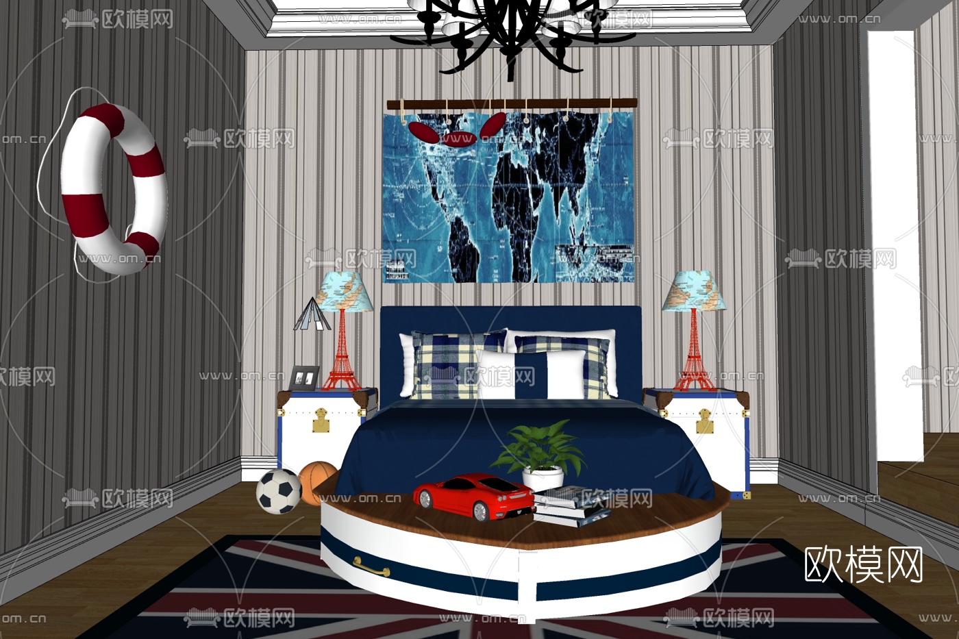 现代卧室免费su模型下载