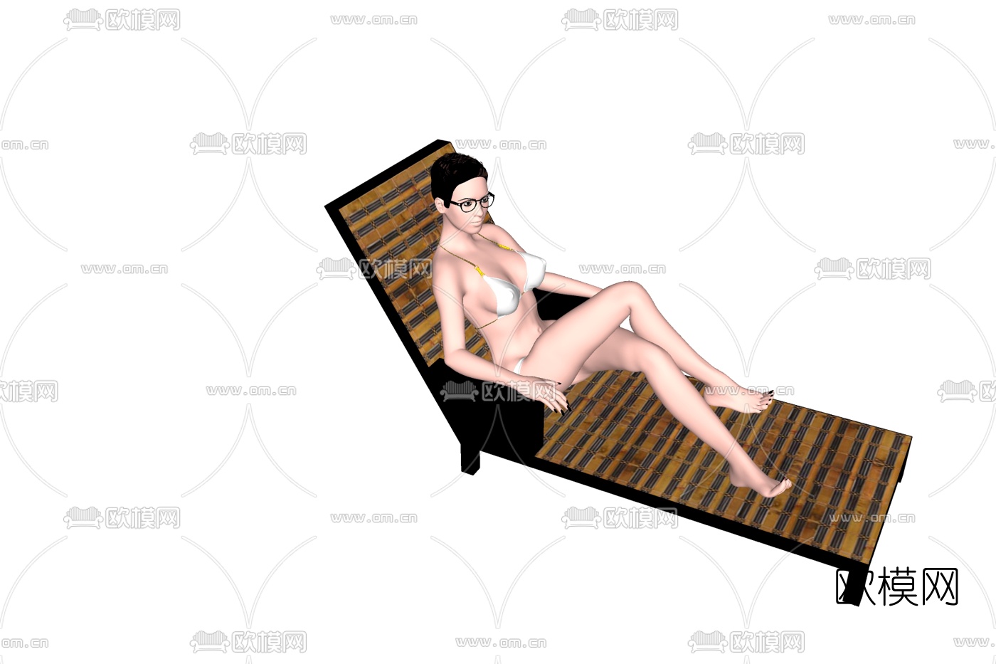 现代实木躺椅免费su模型下载
