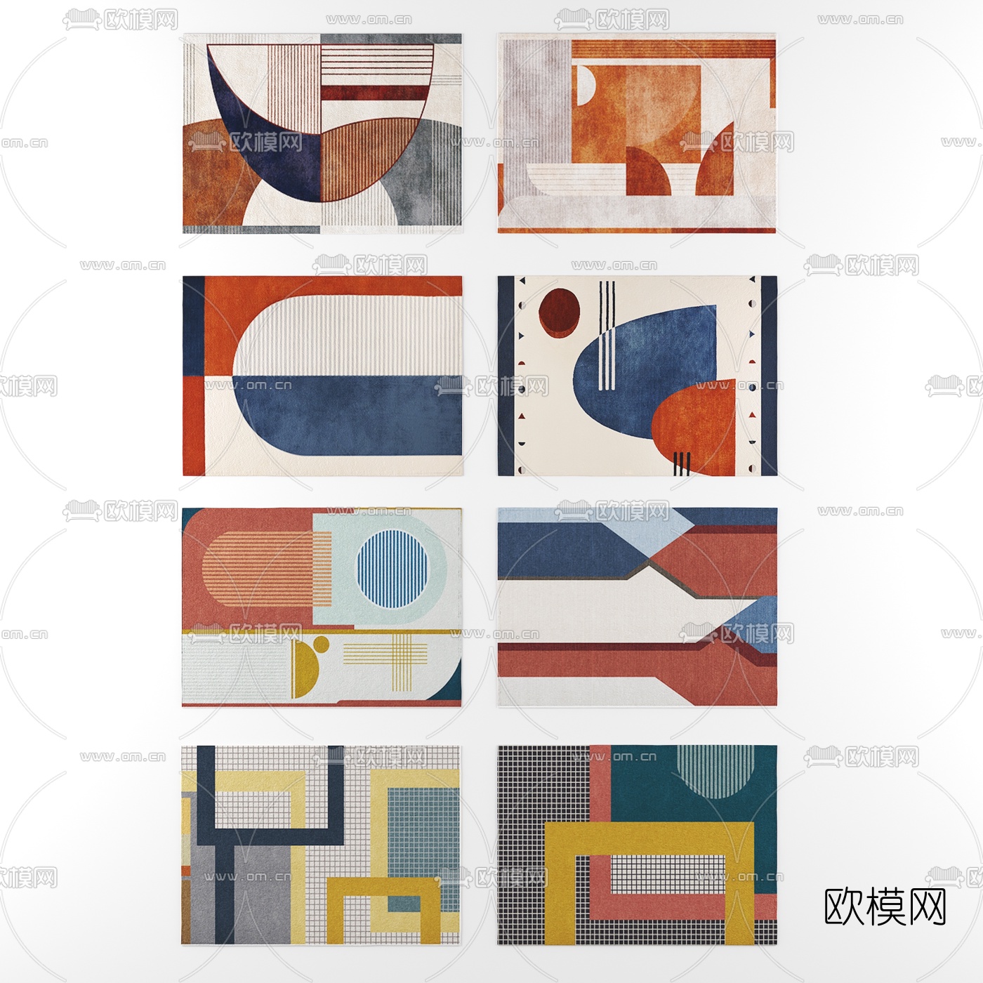 现代色彩拼接地毯3d模型