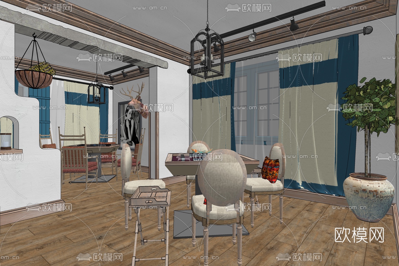 现代娱乐室免费su模型下载