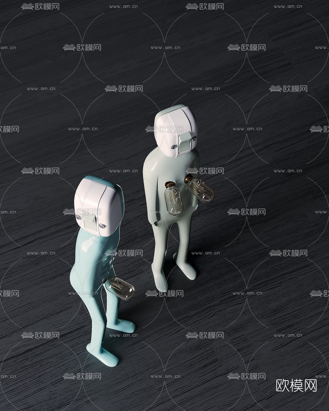 现代个性人形儿童小灯饰3d模型下载（渲染图3）