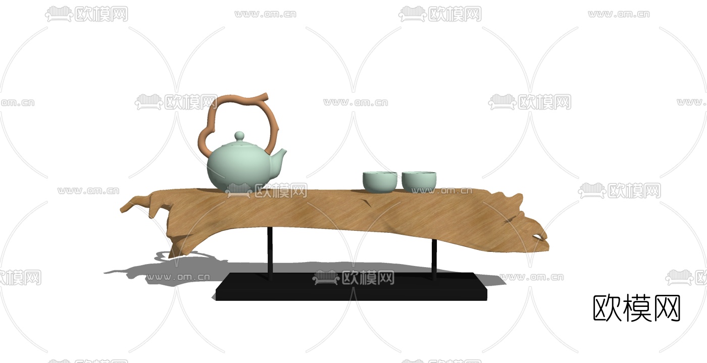 新中式茶桌su模型下载