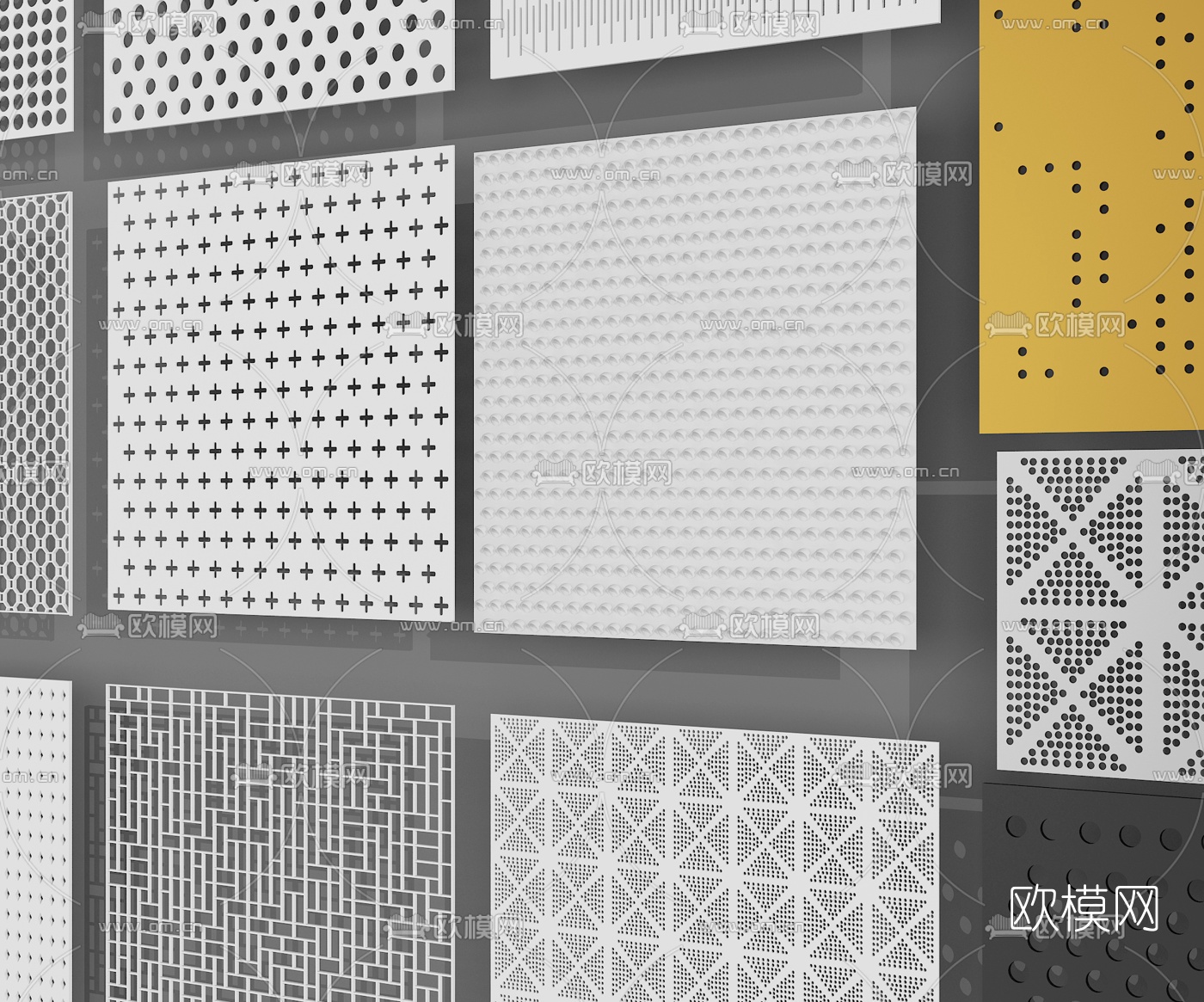 现代冲孔板穿孔板铝板3d模型