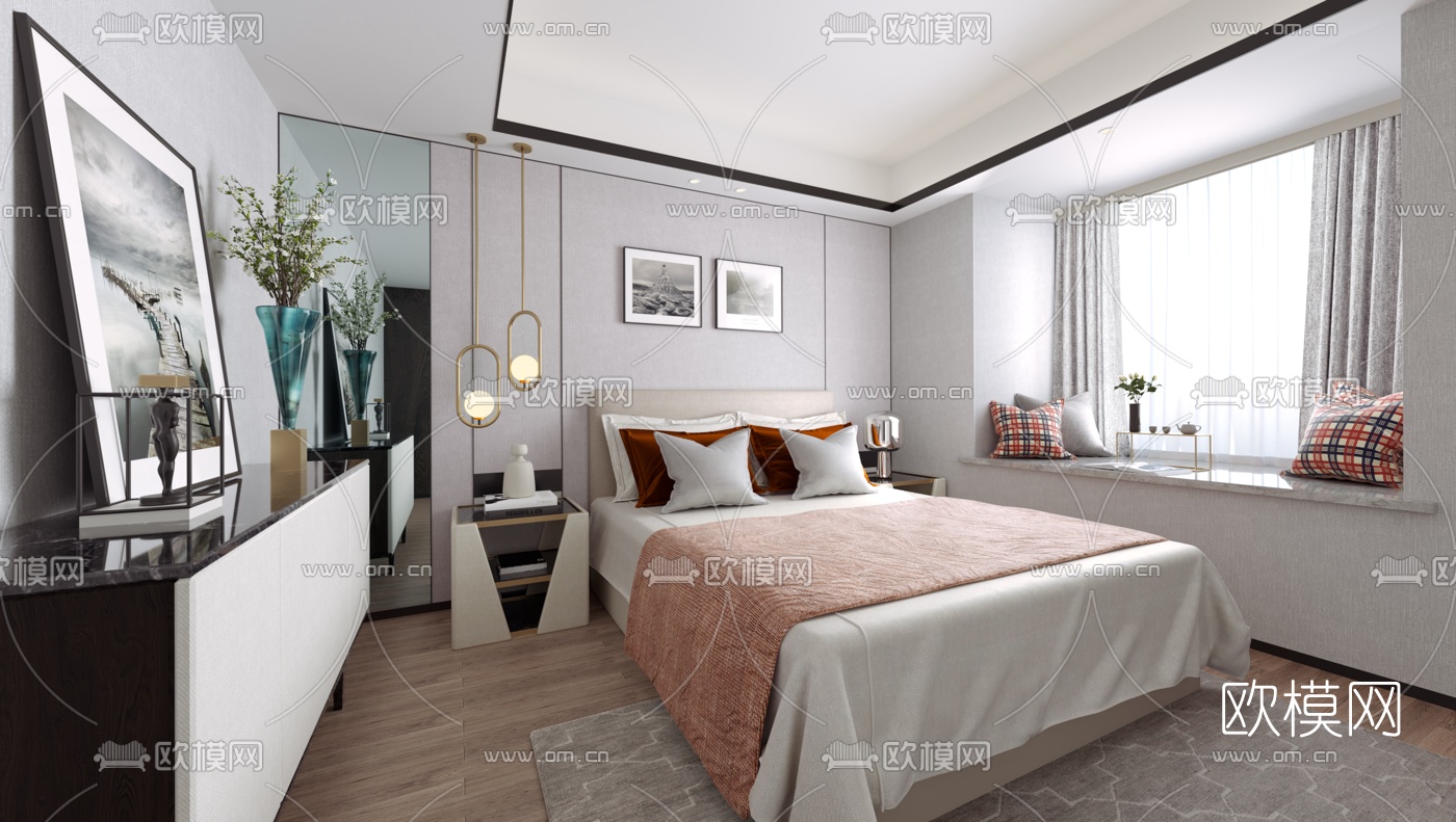 H DESIGN 现代卧室主人房3d模型
