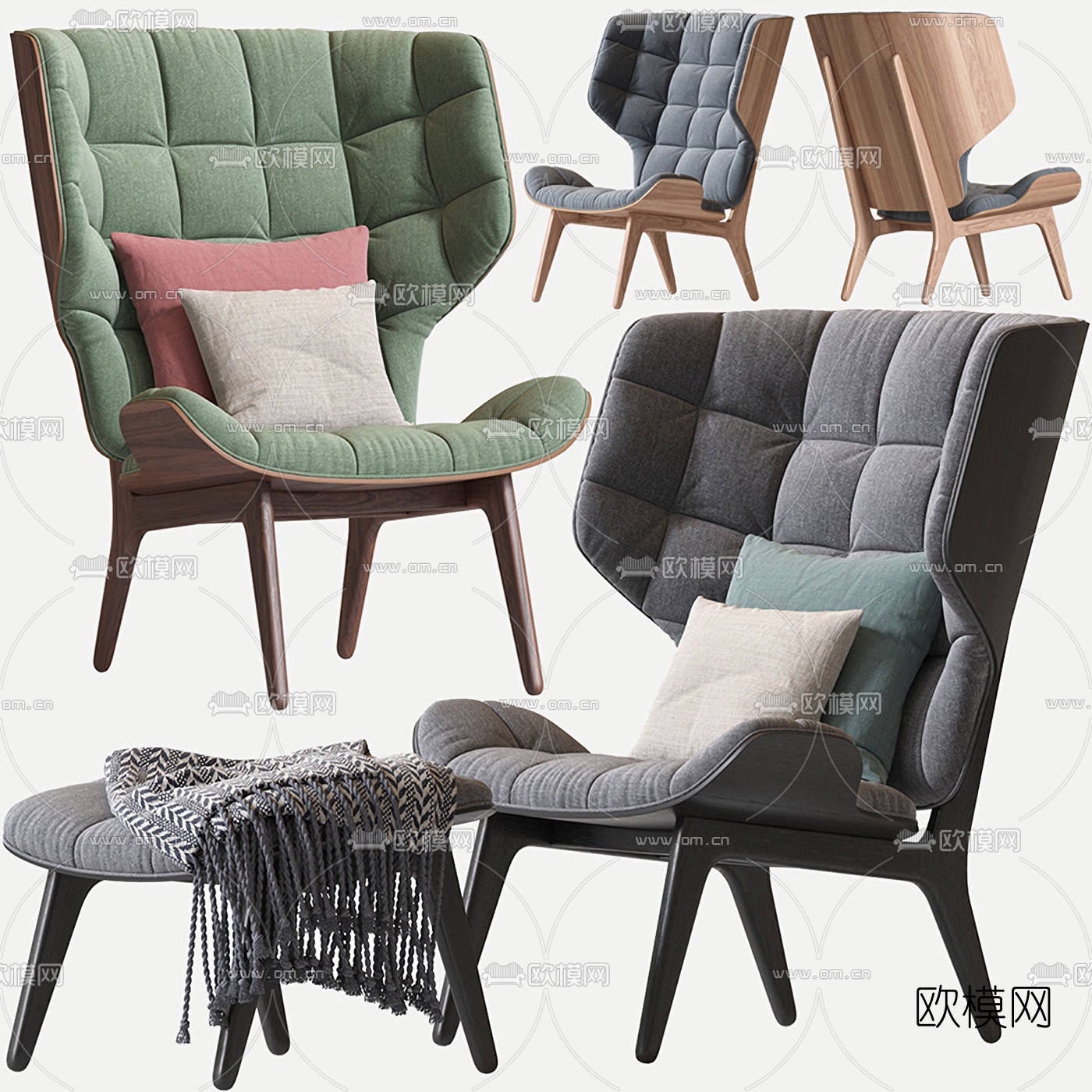 北欧布艺休闲椅3d模型下载