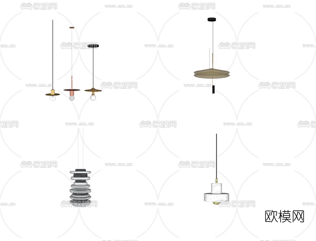 北欧吊灯su模型下载
