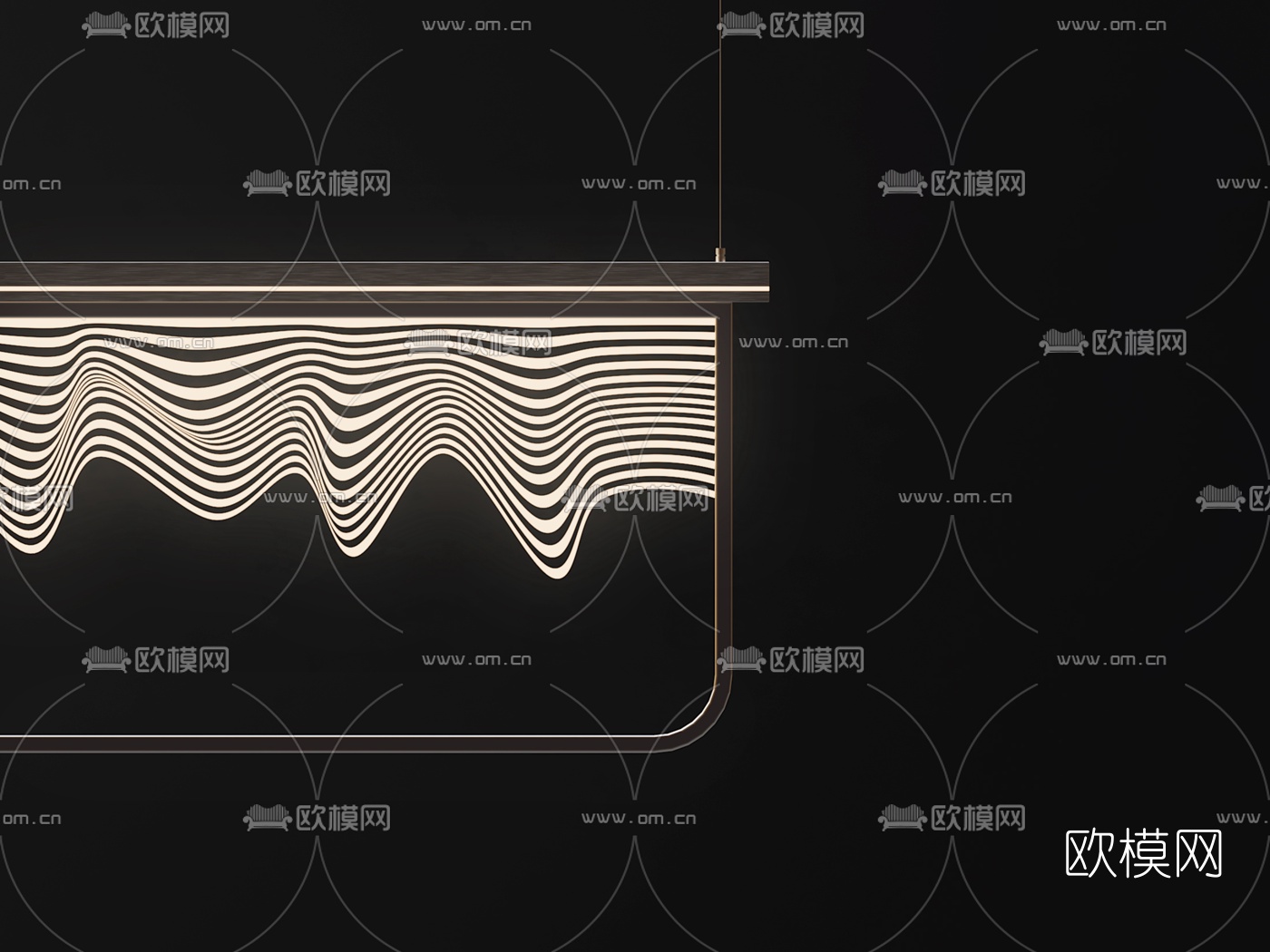 新中式山形装饰灯3d模型下载（渲染图2）