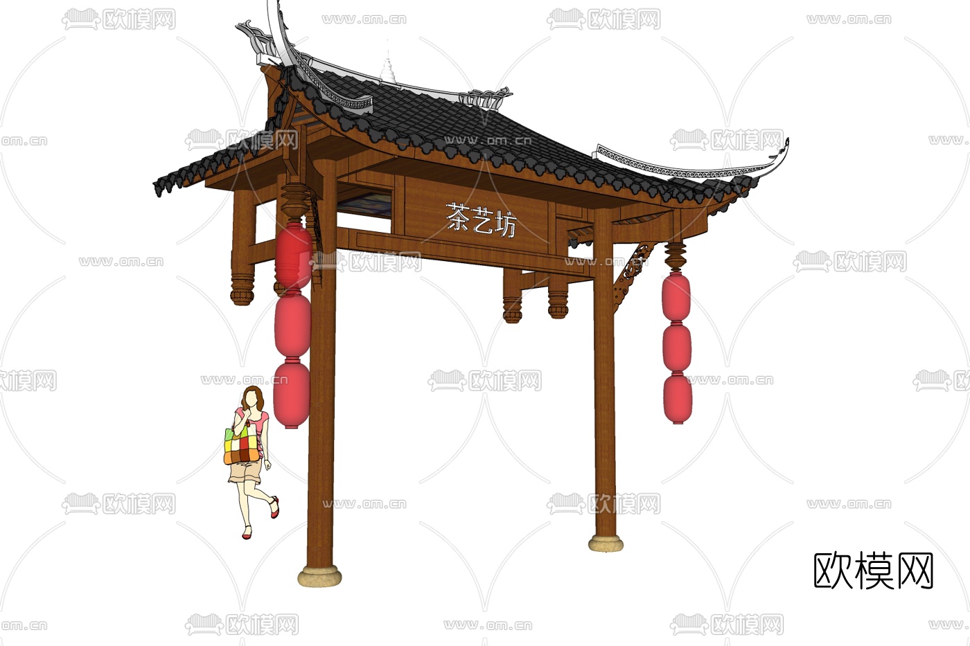 中式牌坊免费su模型下载