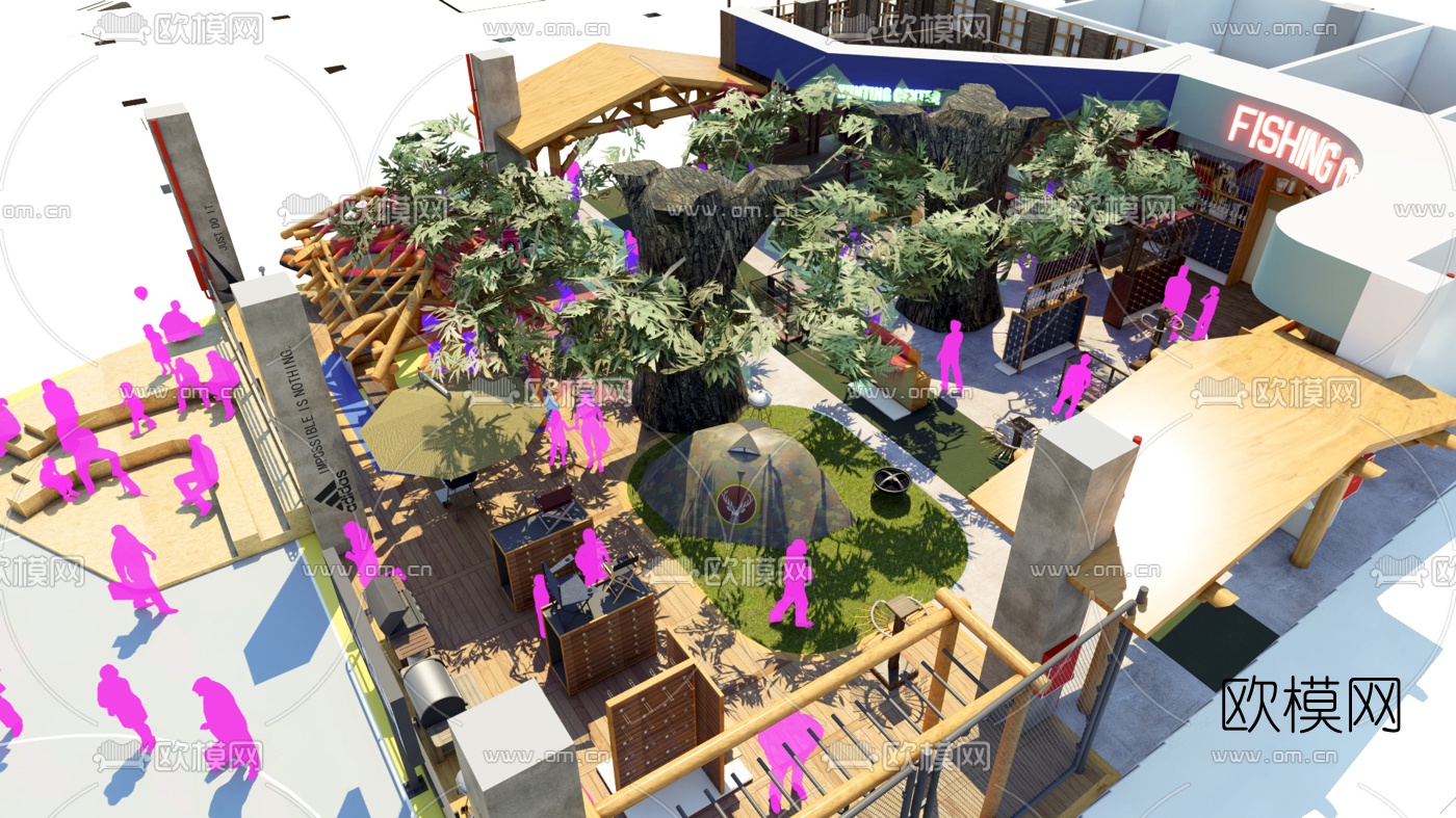 现代室外篮球场su模型下载（渲染图3）