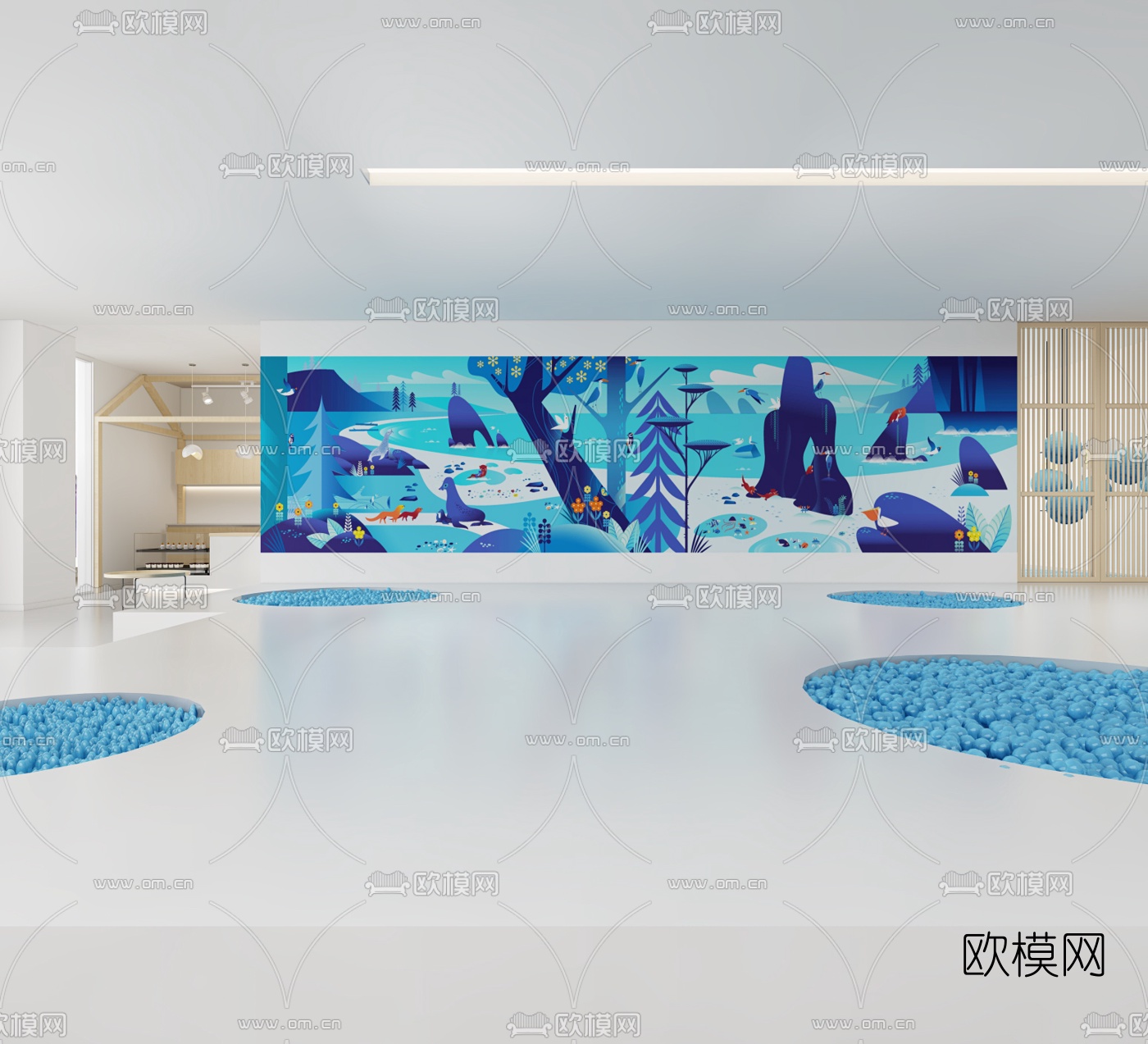 现代室内儿童休闲中心3d模型下载（渲染图1）