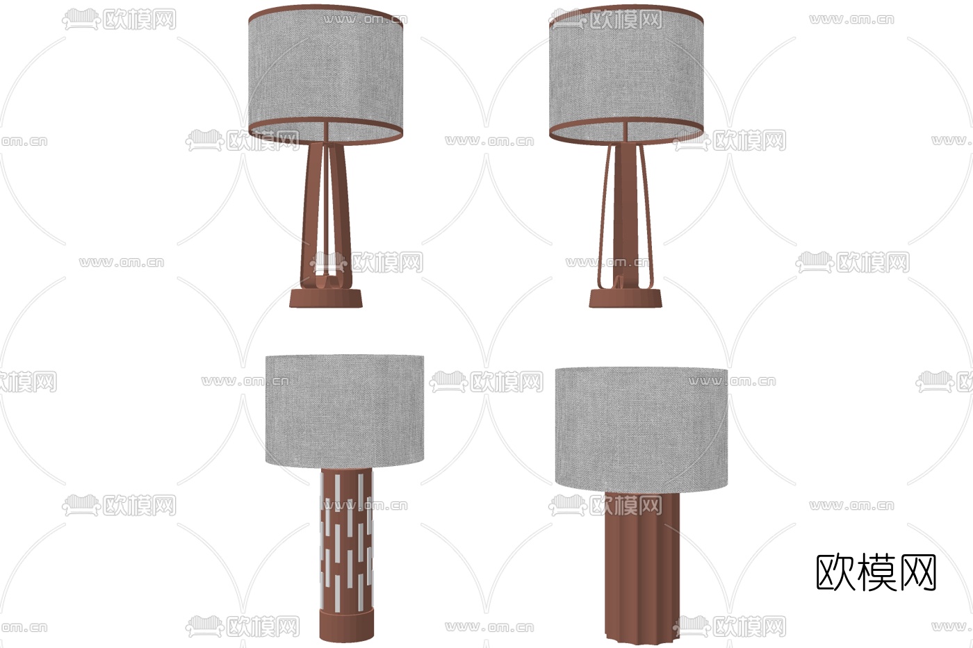 现代金属台灯组合免费su模型下载
