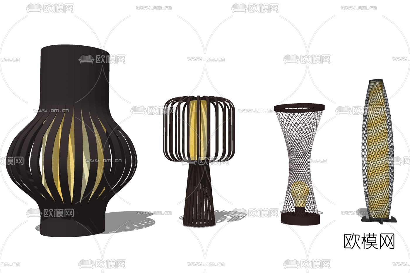 现代金属景观灯免费su模型下载