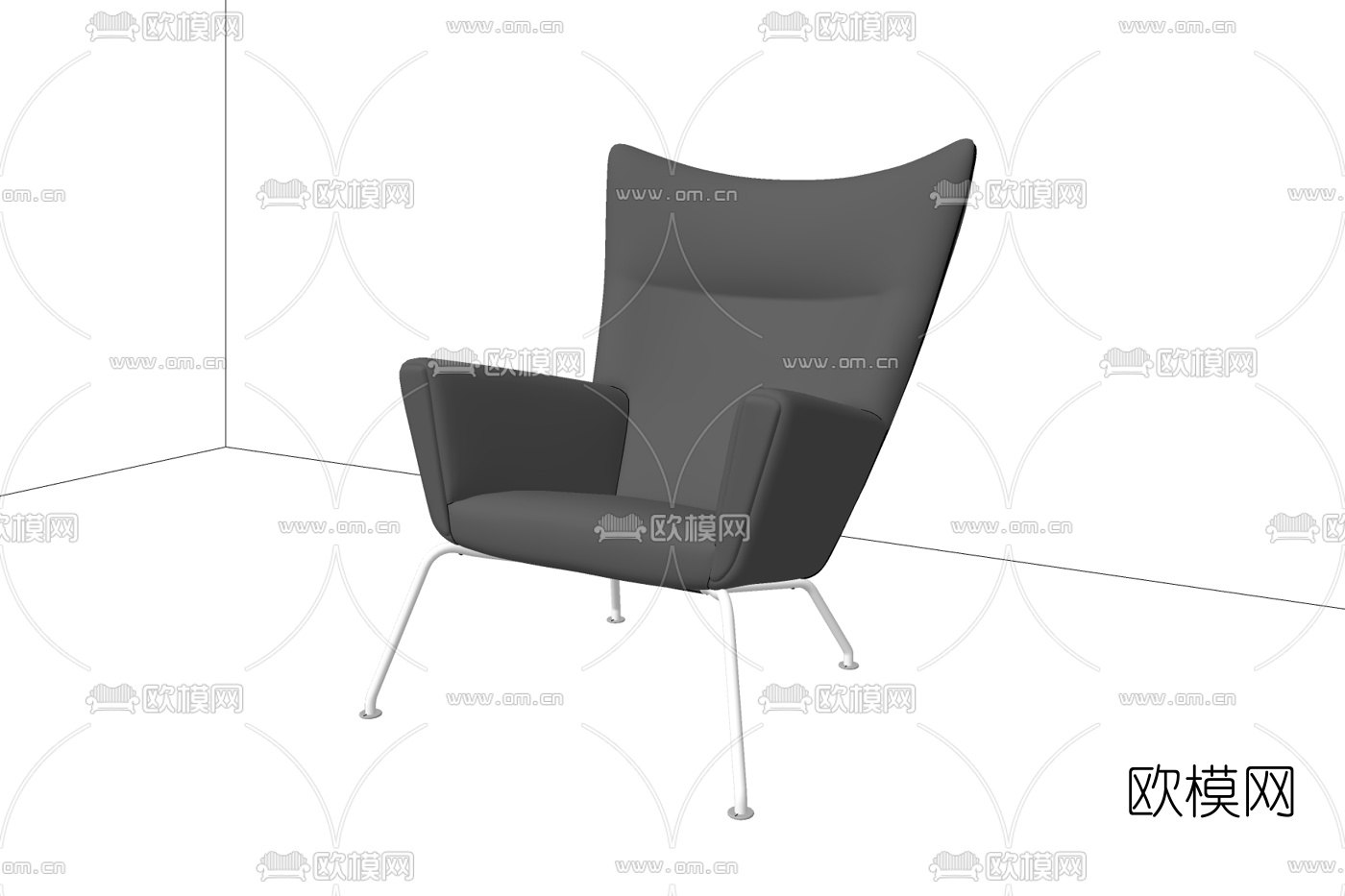 现代布艺休闲椅免费su模型-免费3dmax模型库-欧模网