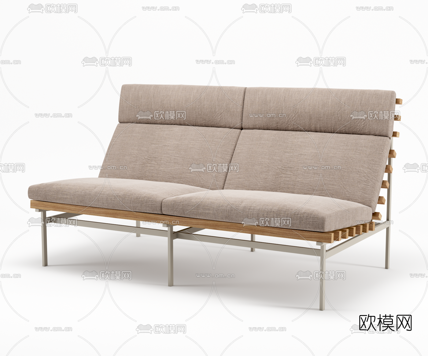 现代布艺户外多人沙发3d模型下载（渲染图3）