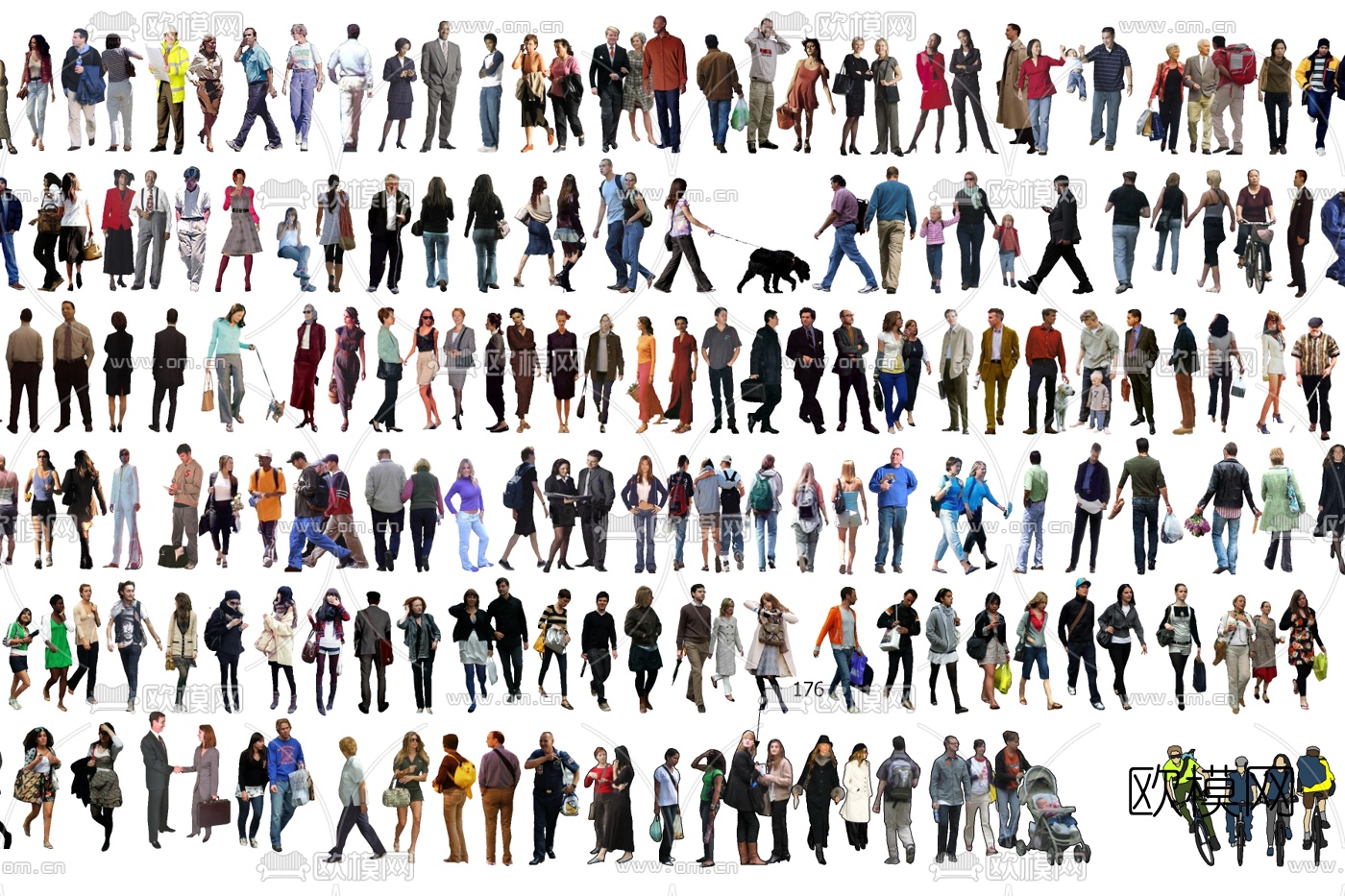 现代人物组合免费su模型下载