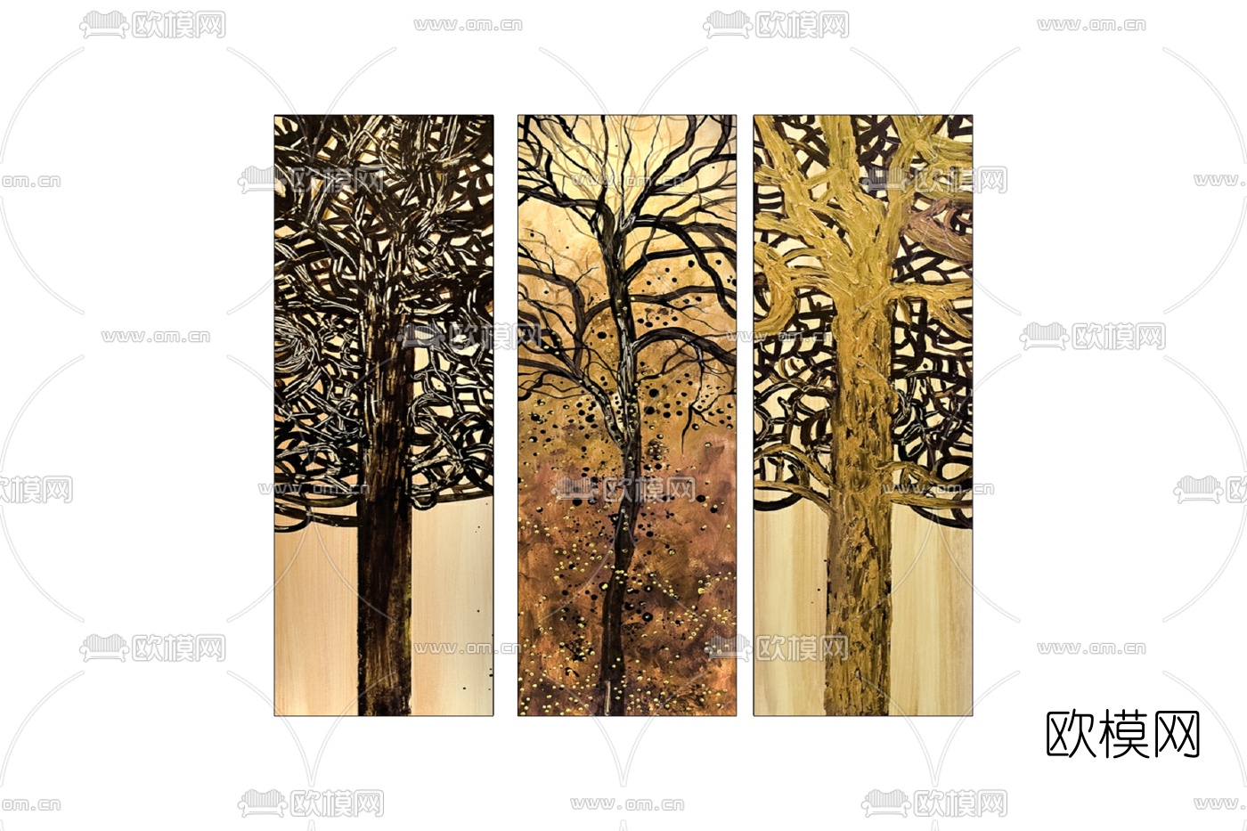 后现代抽象枯木装饰画免费su模型下载
