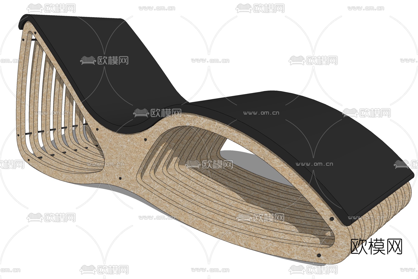 现代实木躺椅免费su模型下载