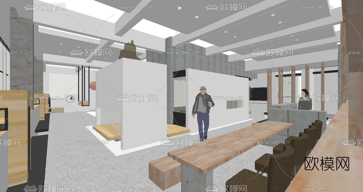 现代书吧图书馆su模型下载（渲染图2）