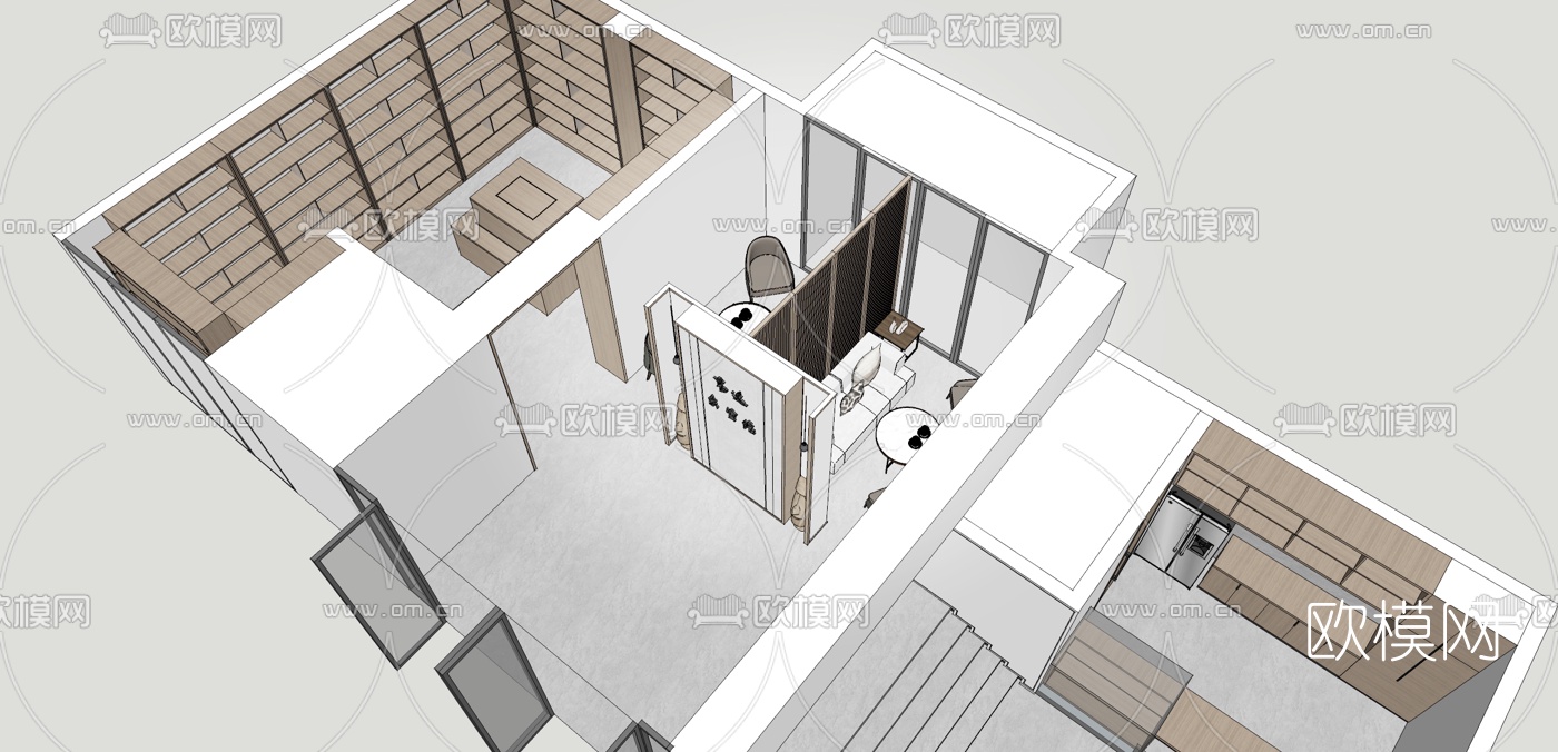 现代办公室休息区su模型下载（渲染图3）