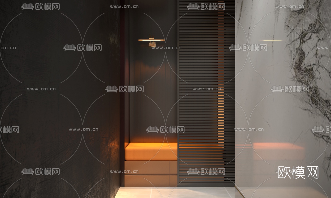 现代轻奢玄关过道3d模型
