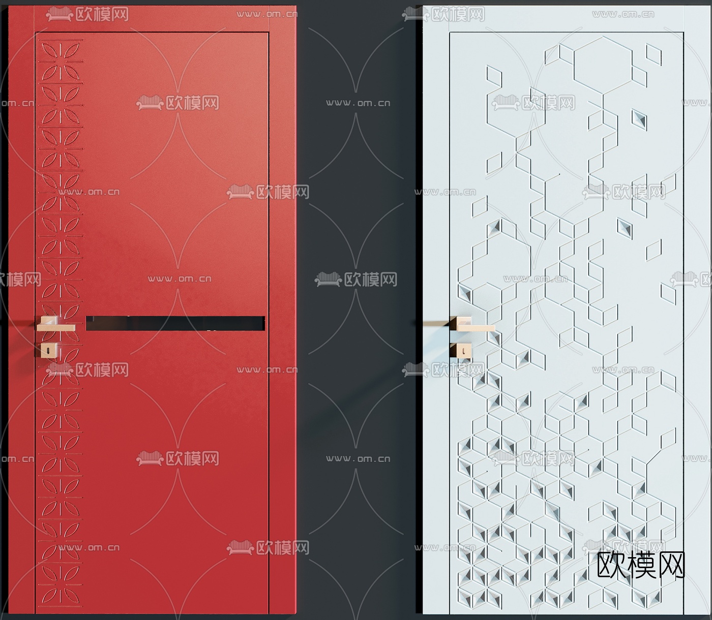 北欧平开门木门3d模型