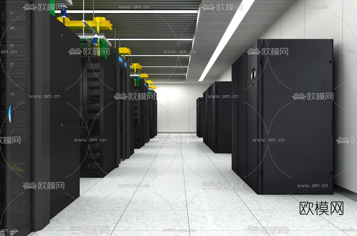现代数据服务器机房3d模型