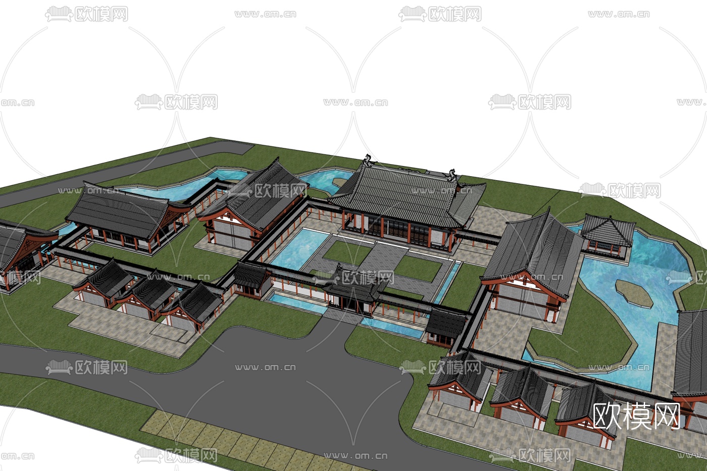 中式古建民房免费su模型下载