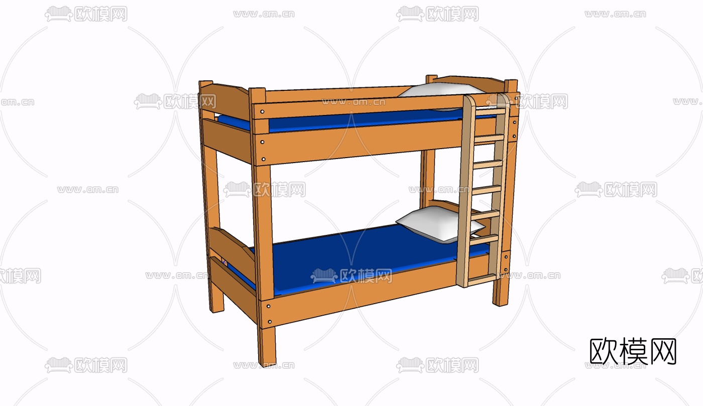 现代实木儿童床免费su模型下载