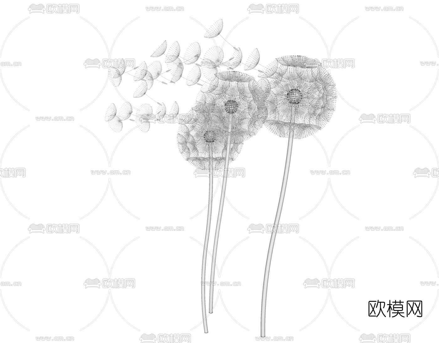 现代金属蒲公英雕塑小品免费su模型下载
