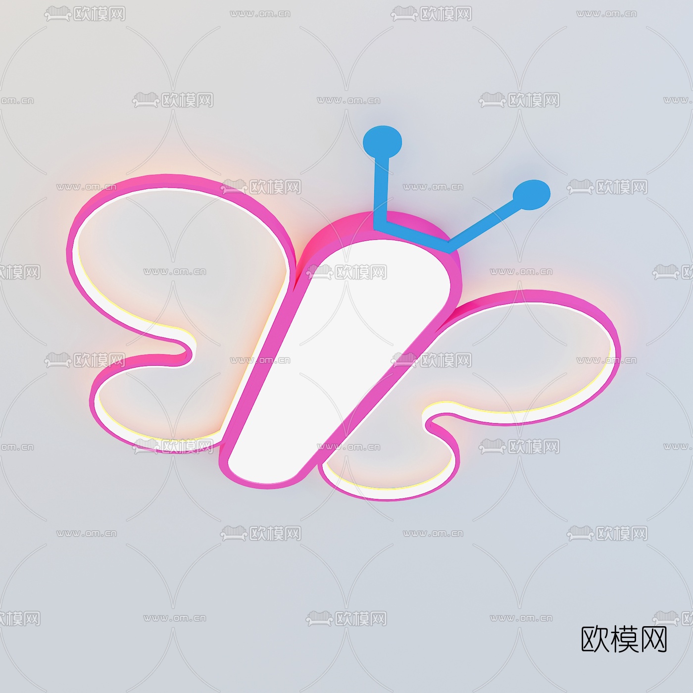 现代儿童卡通吸顶灯3d模型下载（渲染图3）