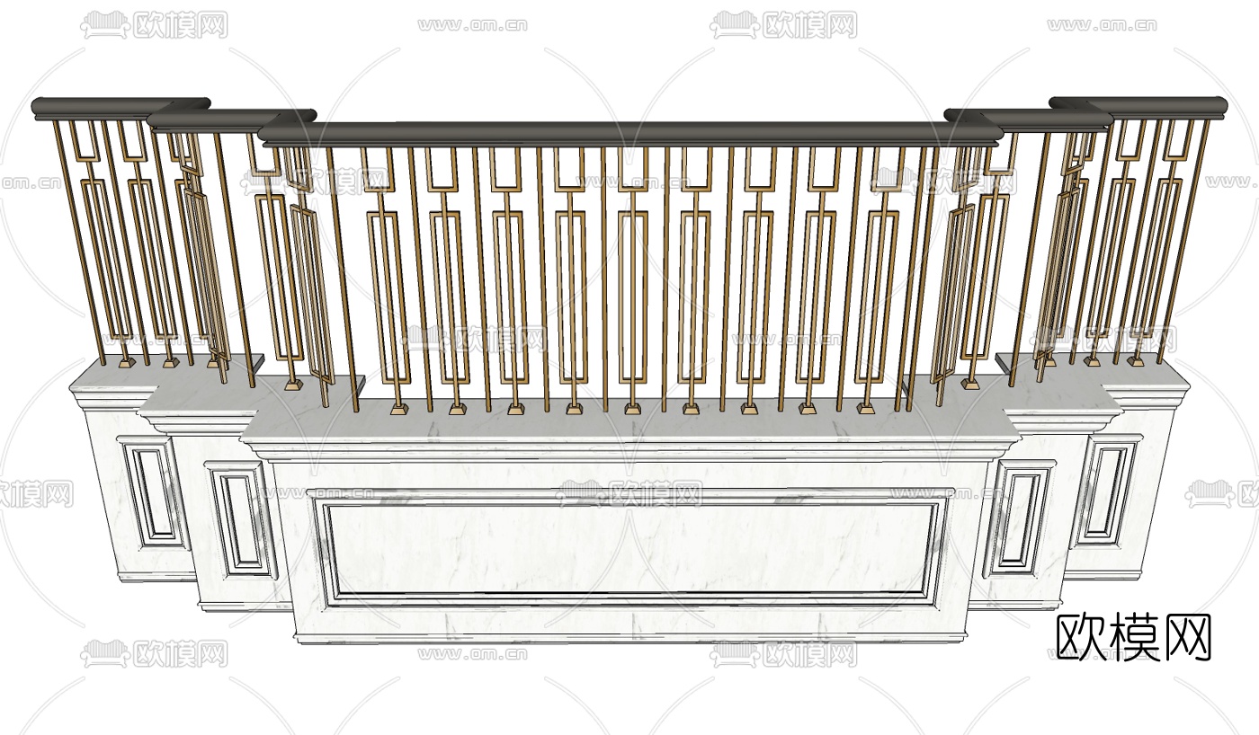 简欧轻奢护栏su模型
